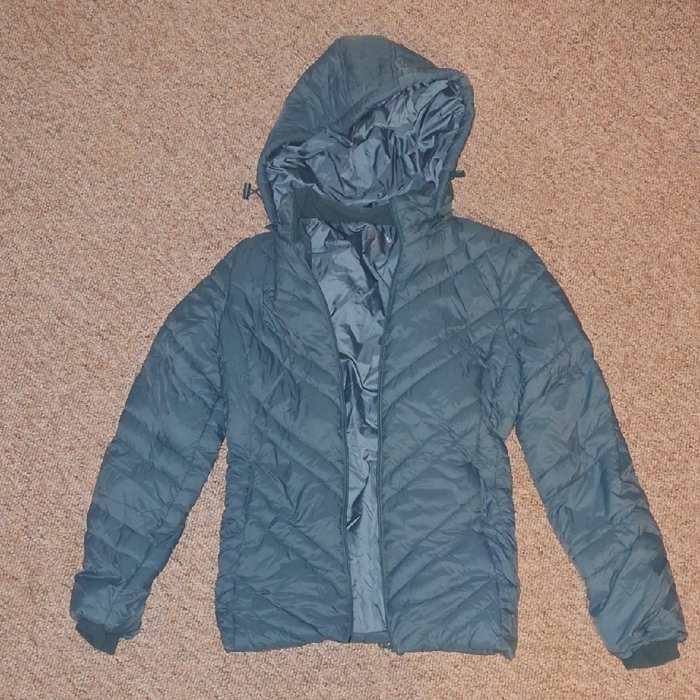 Teal Hooded Quilted Jacket